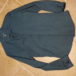 3/$20 Blue geometric long sleeve button down collared shirt